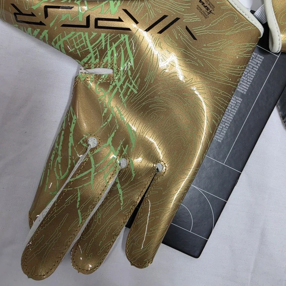 Nike Vapor Jet 8.0 Football Gloves Sea Glass Metallic Gold Black Men's Size L